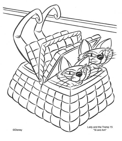 coloriage les siamois dans le panier